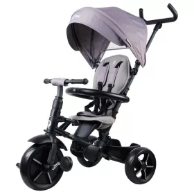   QPlay Rito STAR tricikli és babakocsi kormánykerékkel és tetővel, szürke