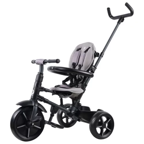 QPlay Rito STAR tricikli és babakocsi kormánykerékkel és tetővel, szürke