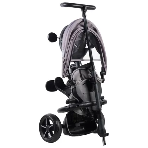 QPlay Rito STAR tricikli és babakocsi kormánykerékkel és tetővel, szürke