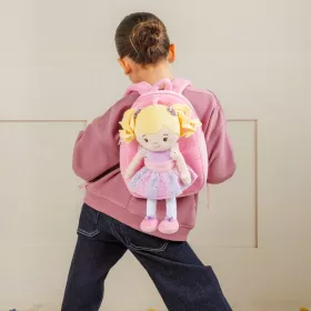   Ivy & Lily hátizsák szövetbabával, 2 részes szett, rózsaszín