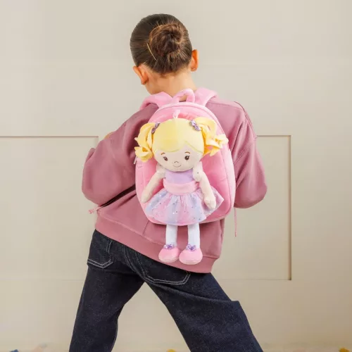 Ivy & Lily hátizsák szövetbabával, 2 részes szett, rózsaszín
