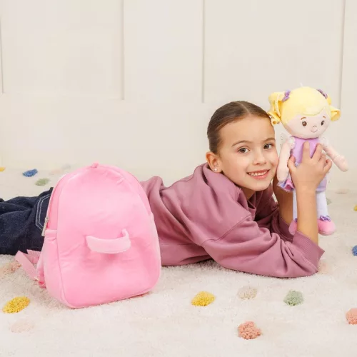 Ivy & Lily hátizsák szövetbabával, 2 részes szett, rózsaszín