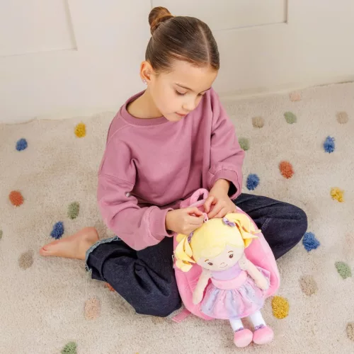 Ivy & Lily hátizsák szövetbabával, 2 részes szett, rózsaszín