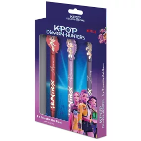 KPop Demon Hunters radírozható zselés tollak – 3 darabos szett, 3–5 év