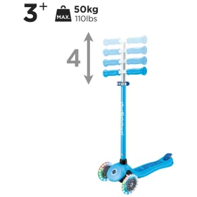   Globber Tri-Scooter PRIMO PLUS LIGHTS gyerekroller LED kerekekkel, világoskék