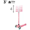 Globber Tri-Scooter PRIMO PLUS LIGHTS gyerekroller LED kerekekkel, pink