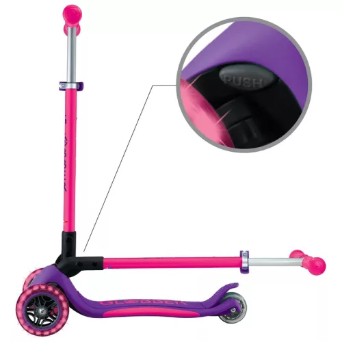 Globber NEON LIGHTS világító összecsukható gyerekroller, pink/lila