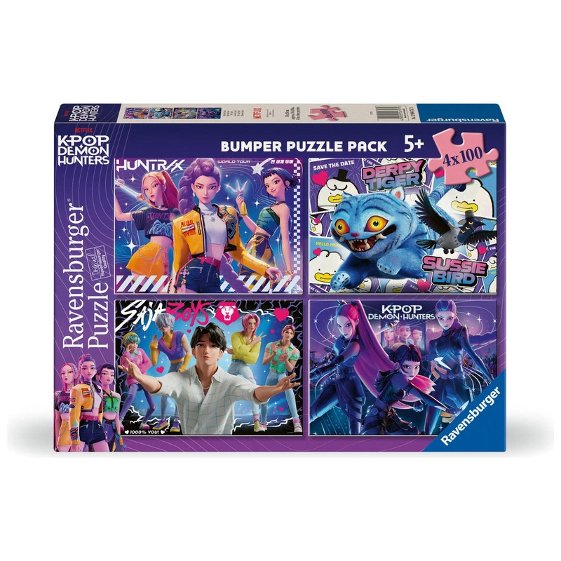 Ravensburger gyerekpuzzle KPop Demon Hunters 4 az 1-ben szett 100 darabos – fő nézet