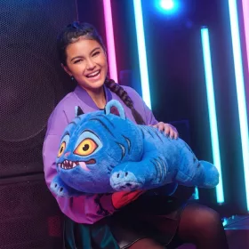   KPop Demon Hunters plüss – sötétben világító, ugró Derpy Tigris 45 cm
