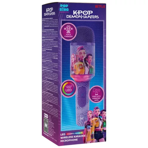 Pop Sing KPop Demon Hunters vezeték nélküli, LED-es karaoke mikrofon