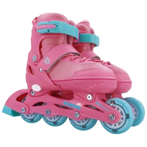 Inline görkorcsolya, 30-33,5-ös méret, rózsaszín/türkiz