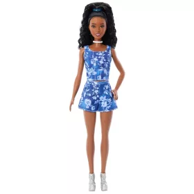   Barbie Fashionistas baba farmer-stílusú virágmintás kiállóban