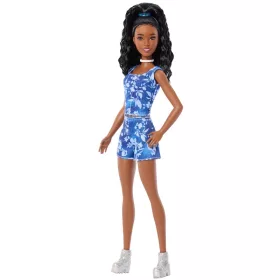   Barbie Fashionistas baba farmer-stílusú virágmintás kiállóban