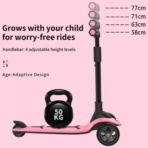Lamborghini összecsukható roller LED kerekekkel, pink