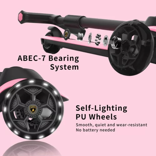 Lamborghini összecsukható roller LED kerekekkel, pink