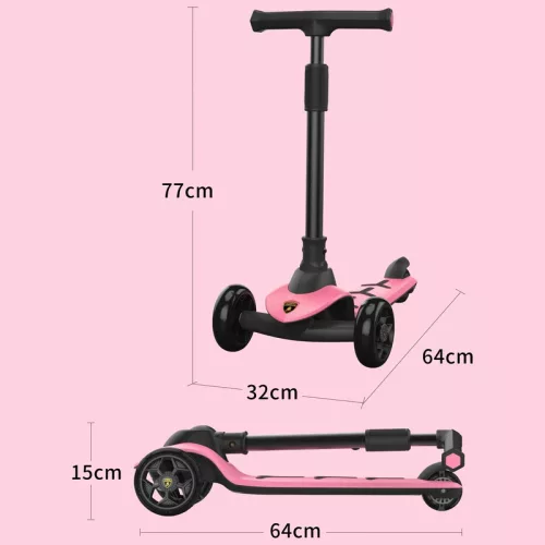 Lamborghini összecsukható roller LED kerekekkel, pink
