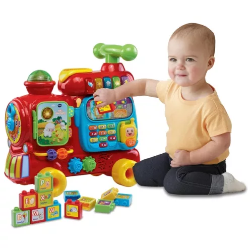 VTech ABC Vonat Járókelő ráülős kisautóval és játszótérrel, piros