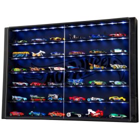   Prémium Hot Wheels falivitrin LED világítással – 5 szintes, 36 autóhoz (pormentes)