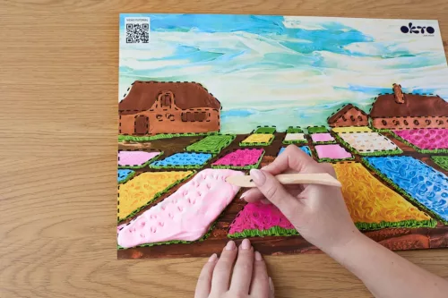 OKTO SENSORY ART képkészítő gyurmakészlet, Vincent van Gogh - Virágágyások Hollandiában 30X40cm