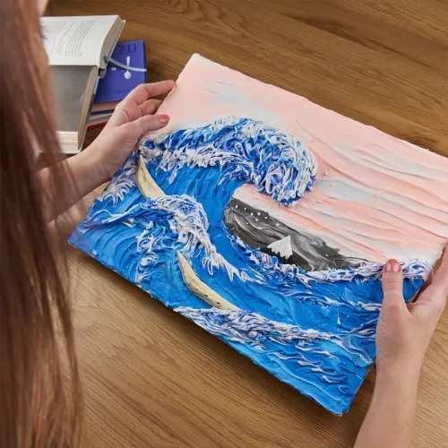 OKTO SENSORY ART képkészítő gyurmakészlet, Katsushika Hokusai - A nagy hullám Kanagavánál 30X40 cm