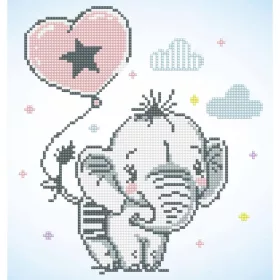 Diamond Dotz gyémántfestő kép, kiselefánt lufival