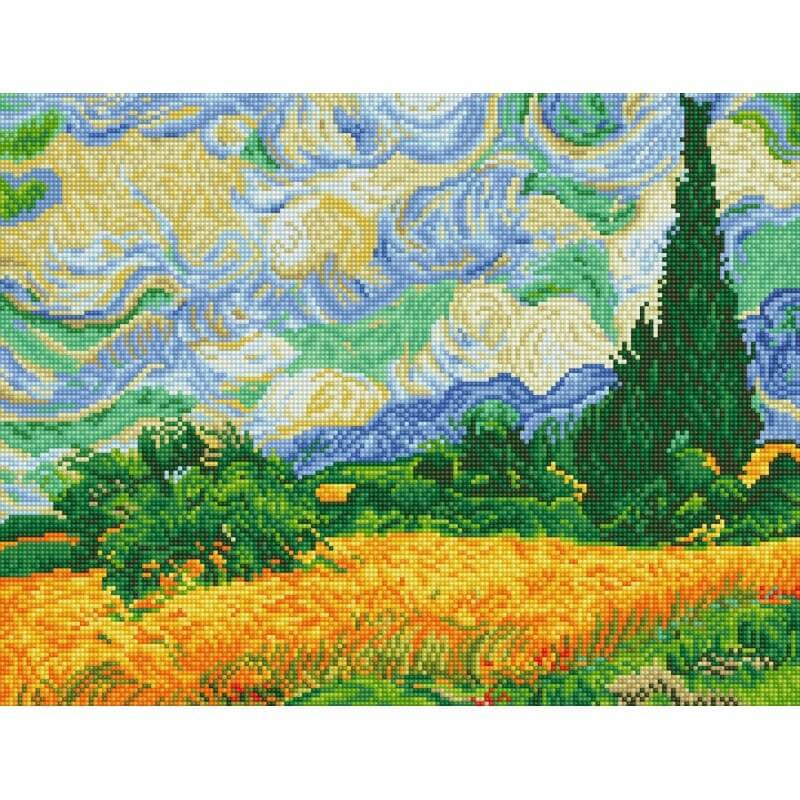 Diamond Dotz gyémántfestő kép, Van Gogh: Búzamező ciprusokkal – fő nézet