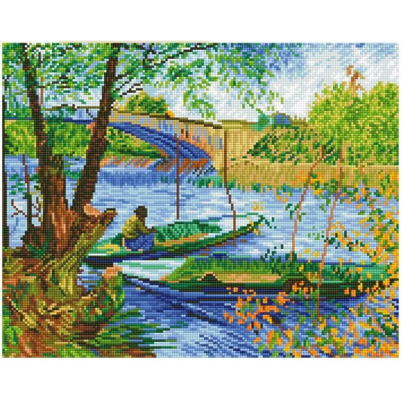 Diamond Dotz gyémántfestő kép, Van Gogh: Horgász és csónakok a Pont de Clichynél – fő nézet