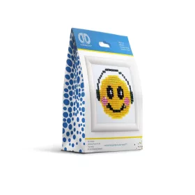   Diamond Dotz kis kezdő készlet gyémántfestő kép kerettel, mosolygó arcú emoji fülhallgatóval