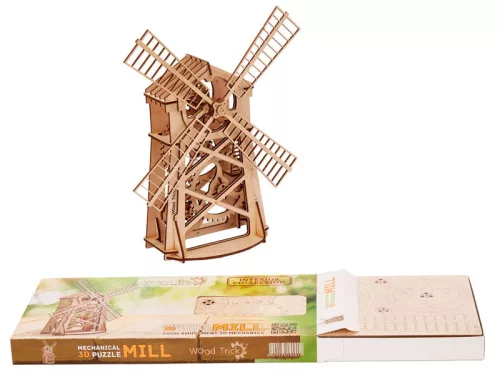 Wood Trick Mill szélmalom 3D mechanikus fa modell