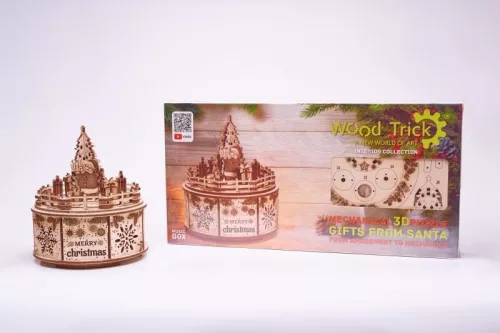 Wood Trick Télapó ajándékai zenélő doboz 3D fa mechanikus modell