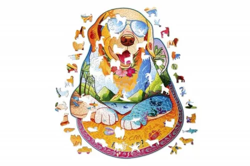 Wood Trick Szörföző labrador mágikus fa puzzle