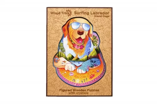 Wood Trick Szörföző labrador mágikus fa puzzle